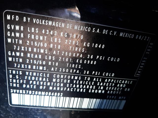 2022 VOLKSWAGEN TAOS SE - 3VVRX7B28NM084892