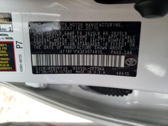 2015 TOYOTA CAMRY LE 4T1BF1FK3FU074810