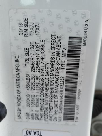 2016 HONDA CR-V SE - 5J6RM4H42GL032252