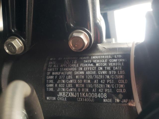 Hide VIN History Auto JKBZXNJ11KA008408 - KAWASAKI NINJA ZX14 2019