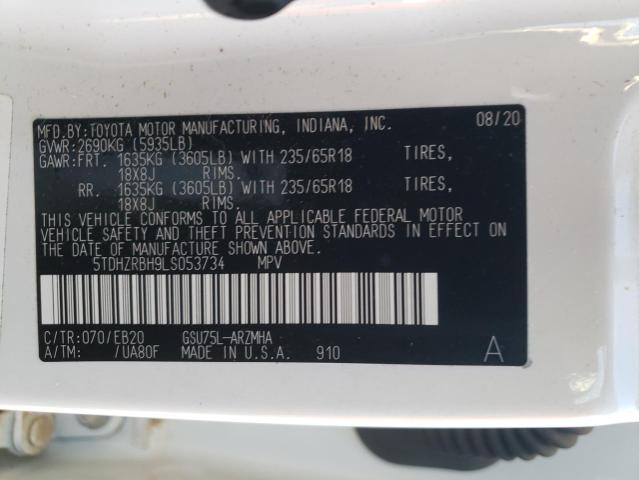 VIN 5TDHZRBH9LS053734 2020 Toyota Highlander, Xle no.14