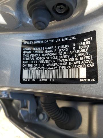 2017 HONDA CIVIC EXL - SHHFK7H78HU424925