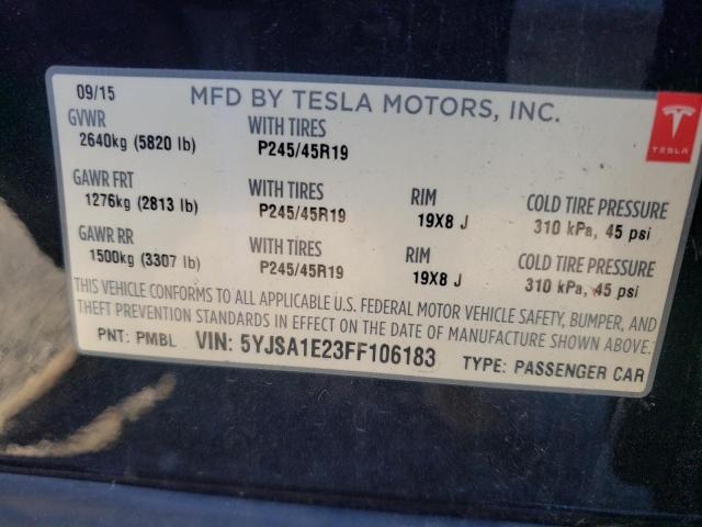 2015 TESLA MODEL S - 5YJSA1E23FF106183