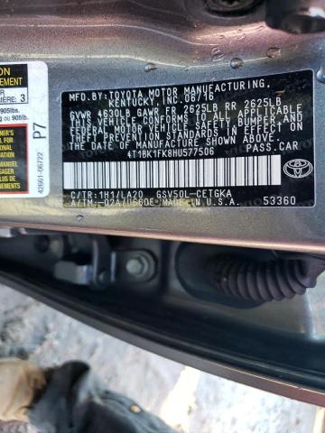 2017 TOYOTA CAMRY XSE 4T1BK1FK8HU577506