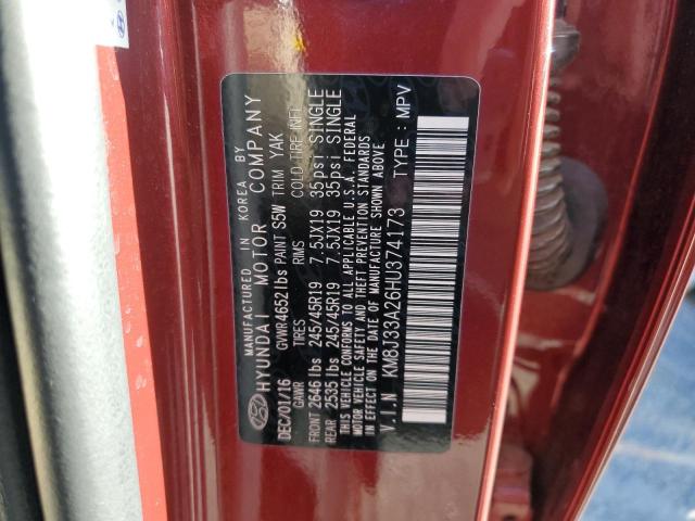 2017 HYUNDAI TUCSON LIM KM8J33A26HU374173