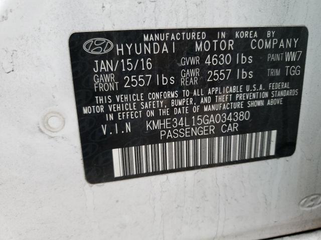 2016 HYUNDAI SONATA HYB KMHE34L15GA034380