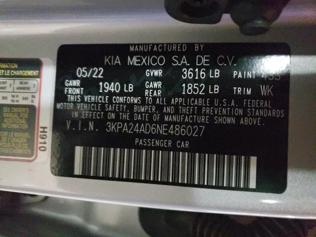 3KPA24AD6NE486027 KIA RIO LX