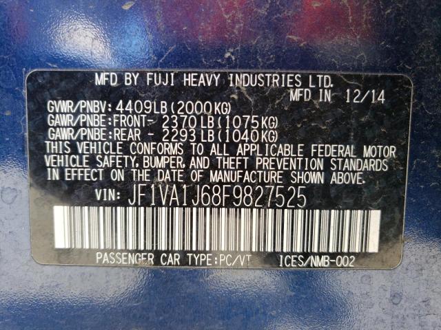 JF1VA1J68F9827525 Subaru Wrx Limited