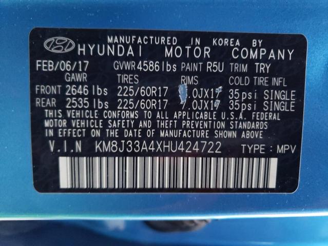 2017 HYUNDAI TUCSON LIM - KM8J33A4XHU424722