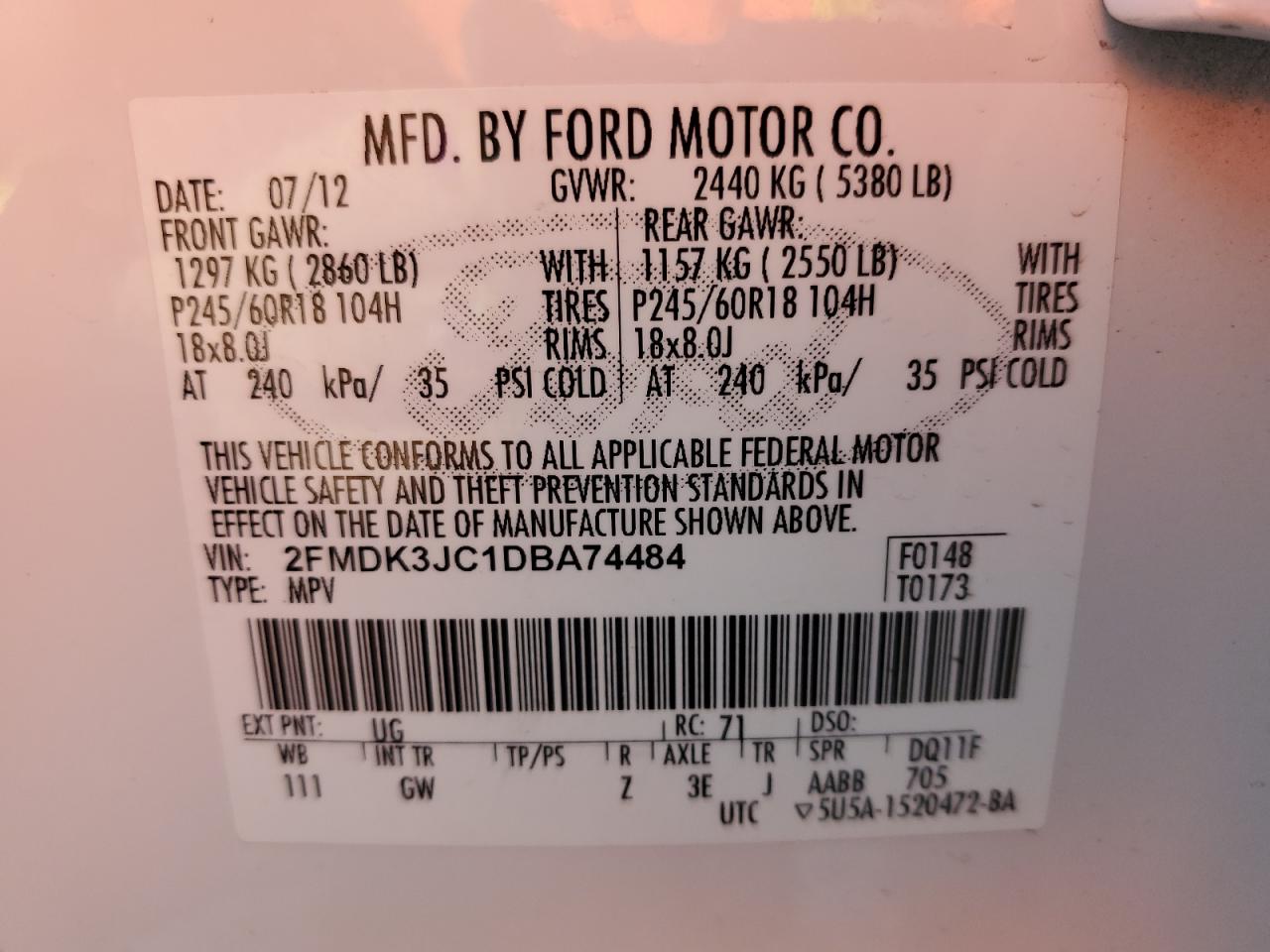 2013 FORD EDGE SEL - 2FMDK3JC1DBA74484