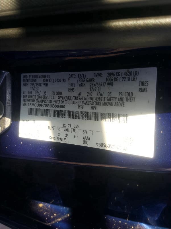 2016 FORD ESCAPE 1FMCU0F70GUB88460