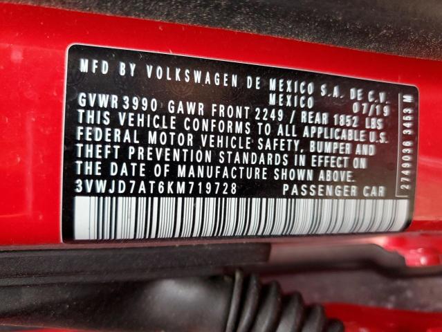 2019 VOLKSWAGEN BEETLE SE 3VWJD7AT6KM719728