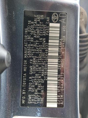 2016 TOYOTA COROLLA L 2T1BURHE5GC648032