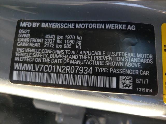 WMWLV7C01N2R07934 Mini Cooper