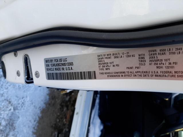 1C4RJKBG2N8513303 Jeep Grand Cherokee L Limited