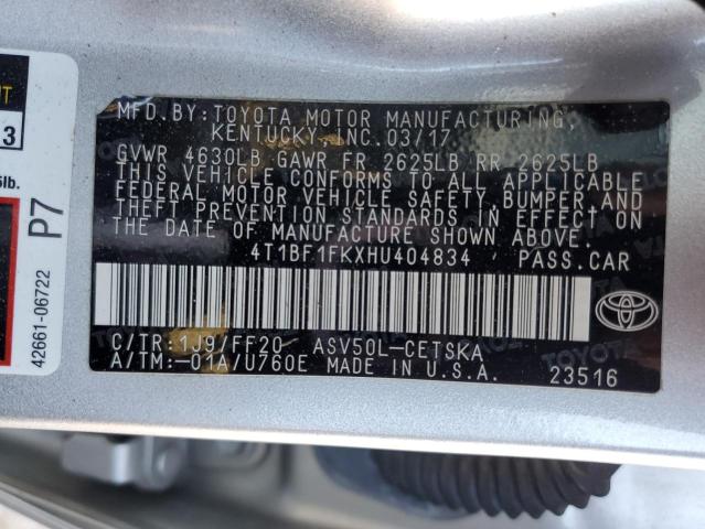 2017 TOYOTA CAMRY LE 4T1BF1FKXHU404834