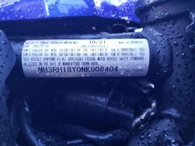 2022 YAMAHA YZFR3 A MH3RH18Y0NK008404