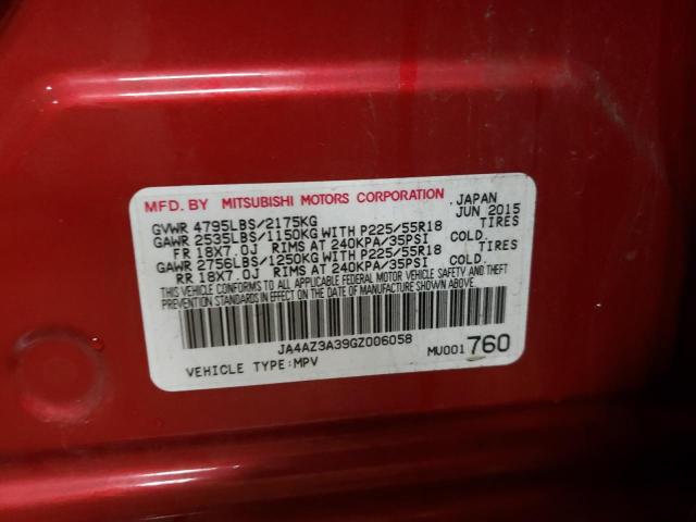 2016 MITSUBISHI OUTLANDER JA4AZ3A39GZ006058