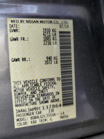 2015 NISSAN ALTIMA 2.5 1N4AL3AP9FC137864