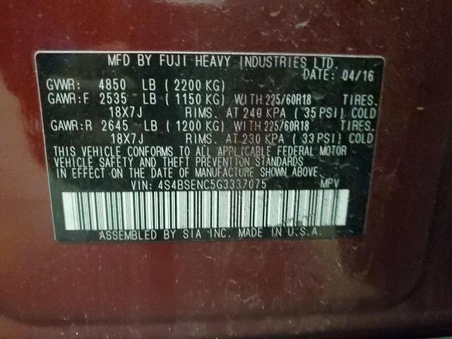4S4BSENC5G3337075 Subaru Outback 3.6r Limited