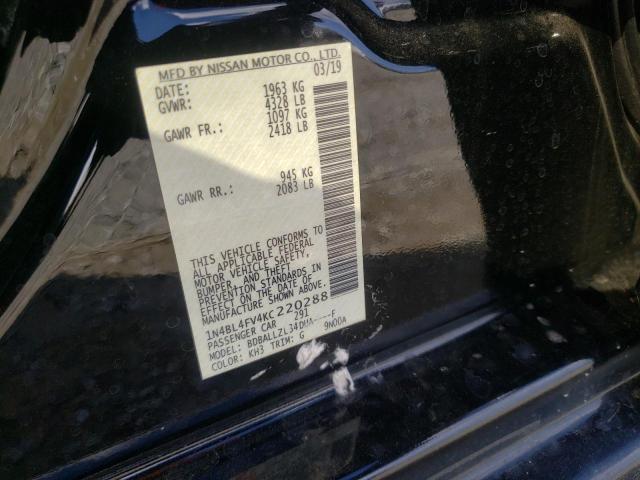 2019 NISSAN ALTIMA PLA - 1N4BL4FV4KC220288