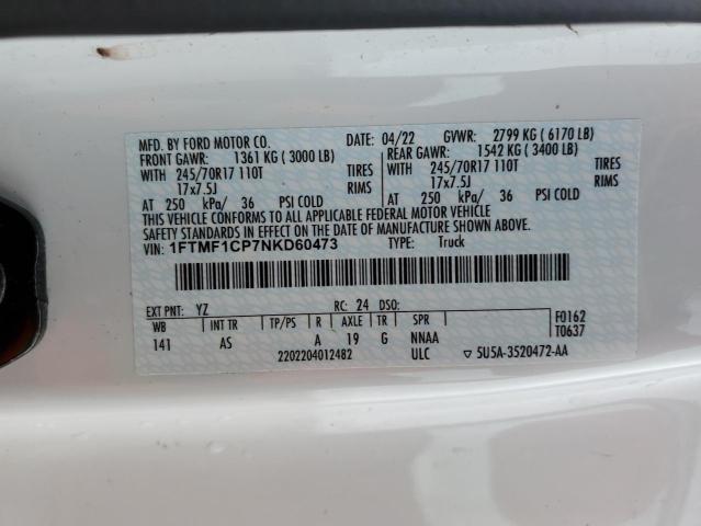 2022 FORD F150 - 1FTMF1CP7NKD60473
