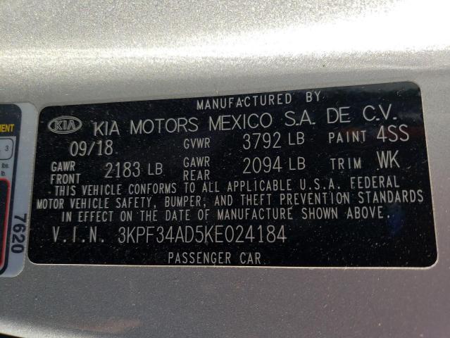 3KPF34AD5KE024184 KIA Forte Gt Line