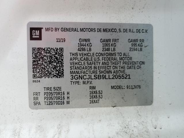2020 CHEVROLET TRAX 1LT 3GNCJLSB9LL205521