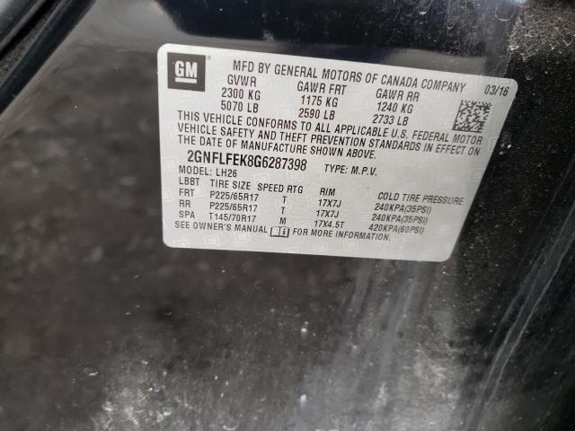 2016 CHEVROLET EQUINOX LT 2GNFLFEK8G6287398