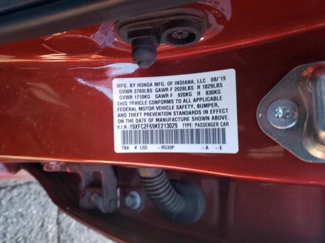 2019 HONDA CIVIC LX - 19XFC2F69KE213029