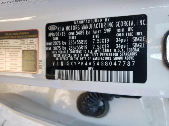 5XYPK4A54GG047787 KIA SORENTO SX
