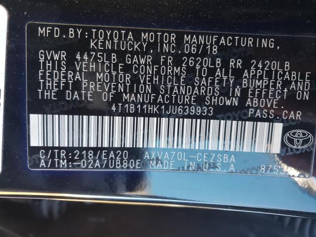 2018 TOYOTA CAMRY L - 4T1B11HK1JU639933