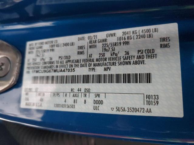 2021 FORD ESCAPE SE - 1FMCU9G67MUA47035