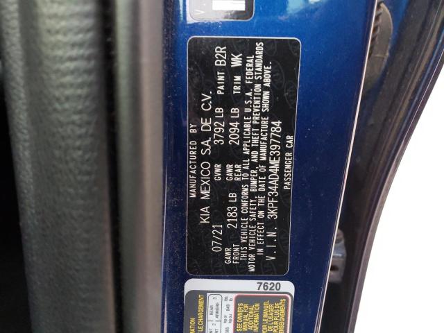 3KPF34AD4ME397784 KIA Forte Gt Line