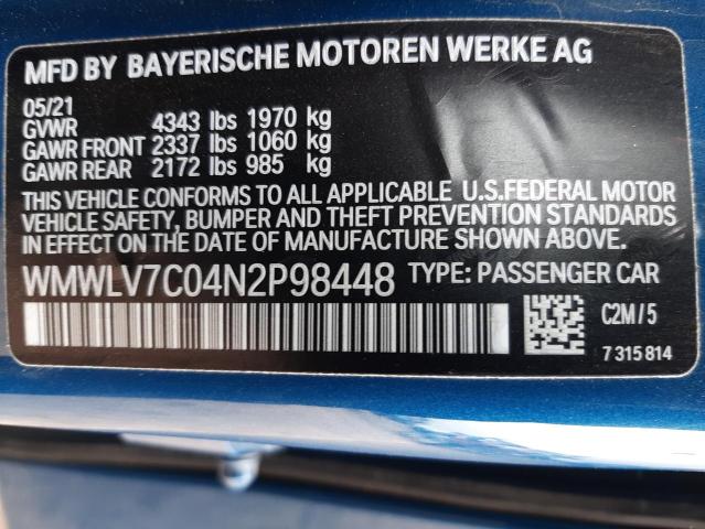 WMWLV7C04N2P98448 Mini Cooper