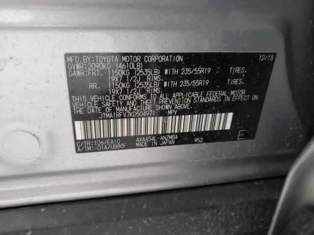 2019 TOYOTA RAV4 XLE P - JTMA1RFV7KD504971