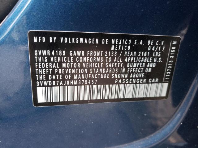 2017 VOLKSWAGEN JETTA SE - 3VWDB7AJ8HM375457