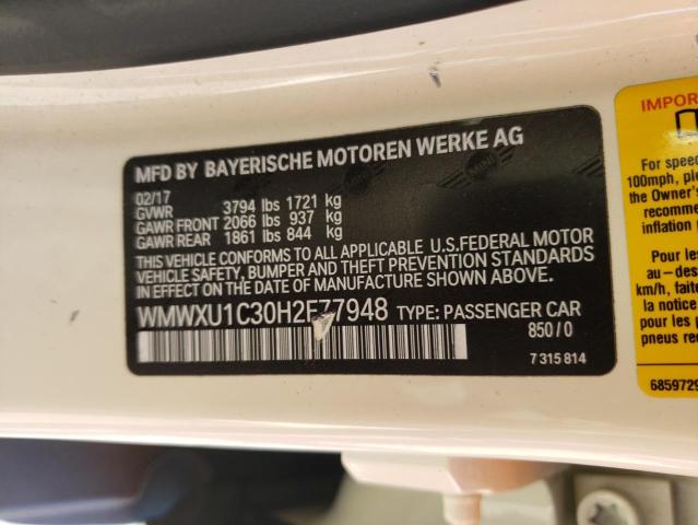 WMWXU1C30H2F77948 Mini Cooper