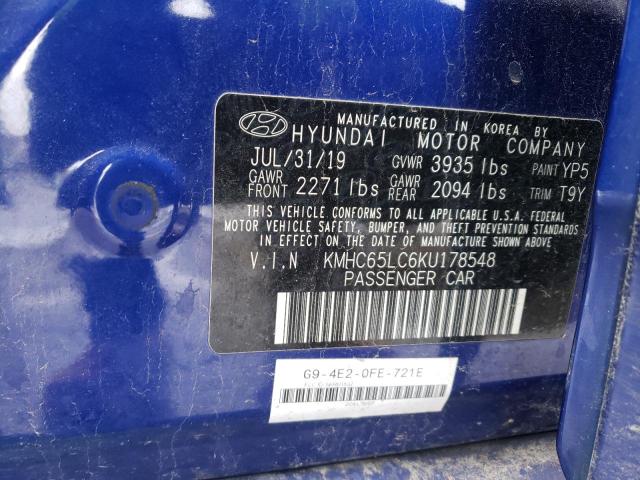 2019 HYUNDAI IONIQ BLUE - KMHC65LC6KU178548