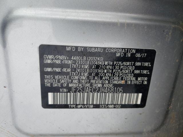 2018 SUBARU FORESTER 2 - JF2SJAEC2JH468105