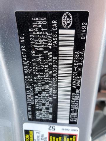 2018 TOYOTA CAMRY 4D 2 - 4T1B11HK5JU038170