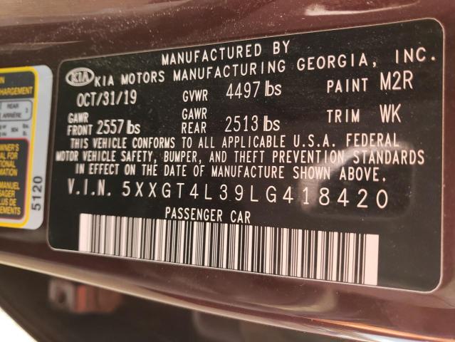 5XXGT4L39LG418420 KIA Optima Lx