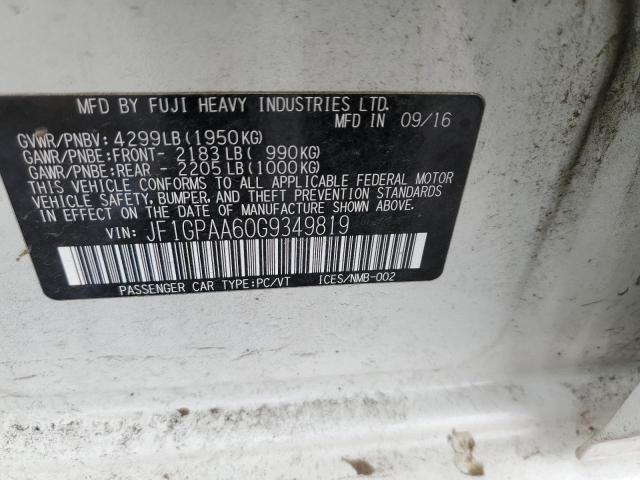 2016 SUBARU IMPREZA - JF1GPAA60G9349819