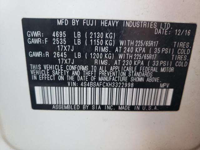 2017 SUBARU OUTBACK 2. - 4S4BSAFCXH3322998