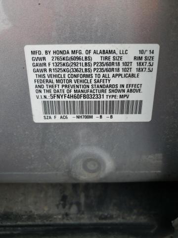 2015 HONDA PILOT EXL - 5FNYF4H60FB032331