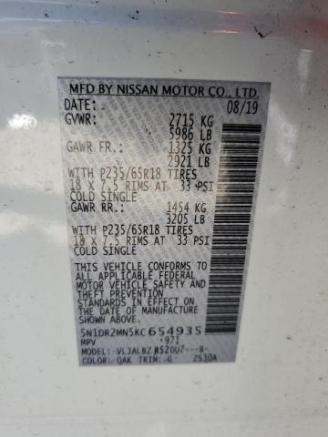 5N1DR2MN5KC654935 Nissan Pathfinder S