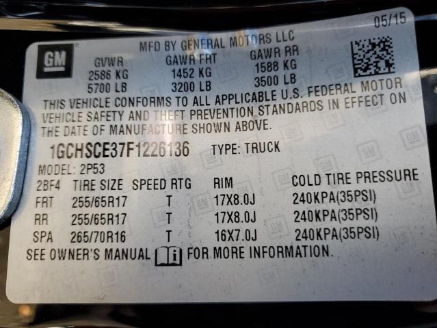 2015 CHEVROLET COLORADO Z - 1GCHSCE37F1226136