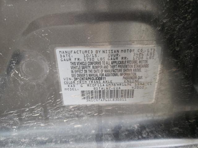 2016 NISSAN VERSA 4D 3N1CN7AP6GL830811