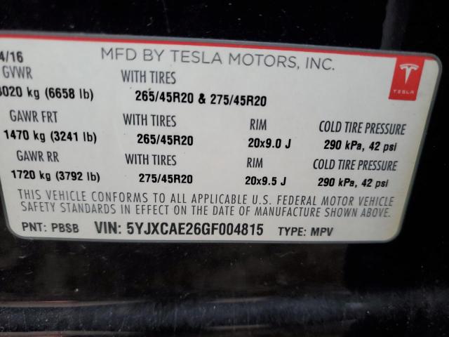 5YJXCAE26GF004815 Tesla MODEL X