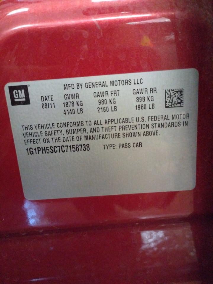 1G1PH5SC7C7158738 2012 Chevrolet Cruze Ltz